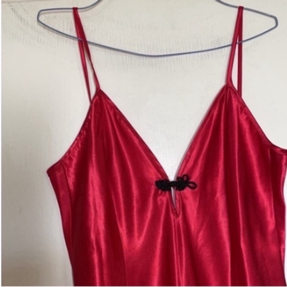 Vintage LA Intimates Nighty Maxi Red Satin Gown Made In USA Rare Party Holiday - Picture 5 of 16
